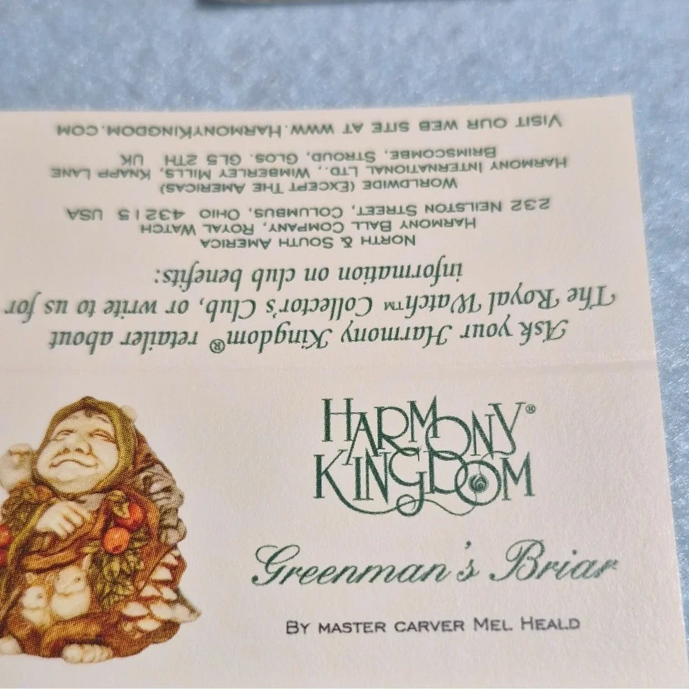 HARMONY KINGDOM Treasure Jests Greenman's Briar 2004 Resin Trinket Boxed